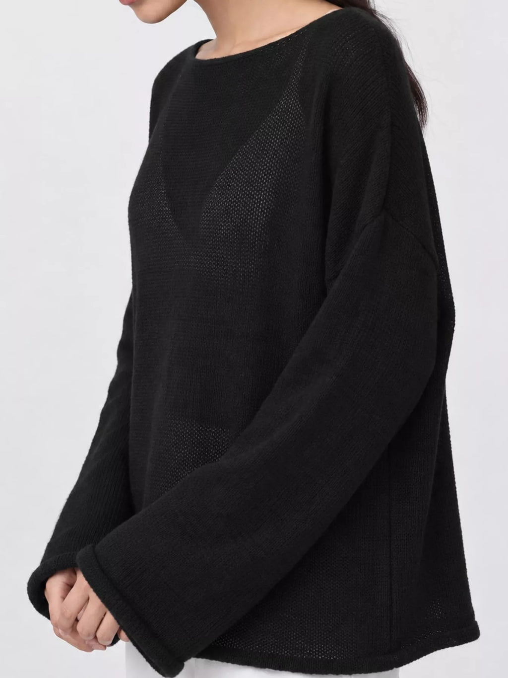 Black sheer Lightweight Knit Top