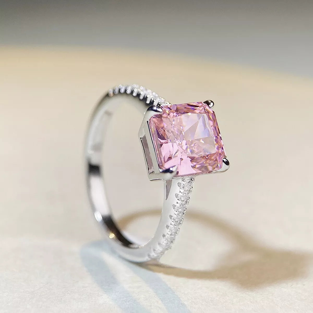 925 Sterling Silver Zircon Square Ring