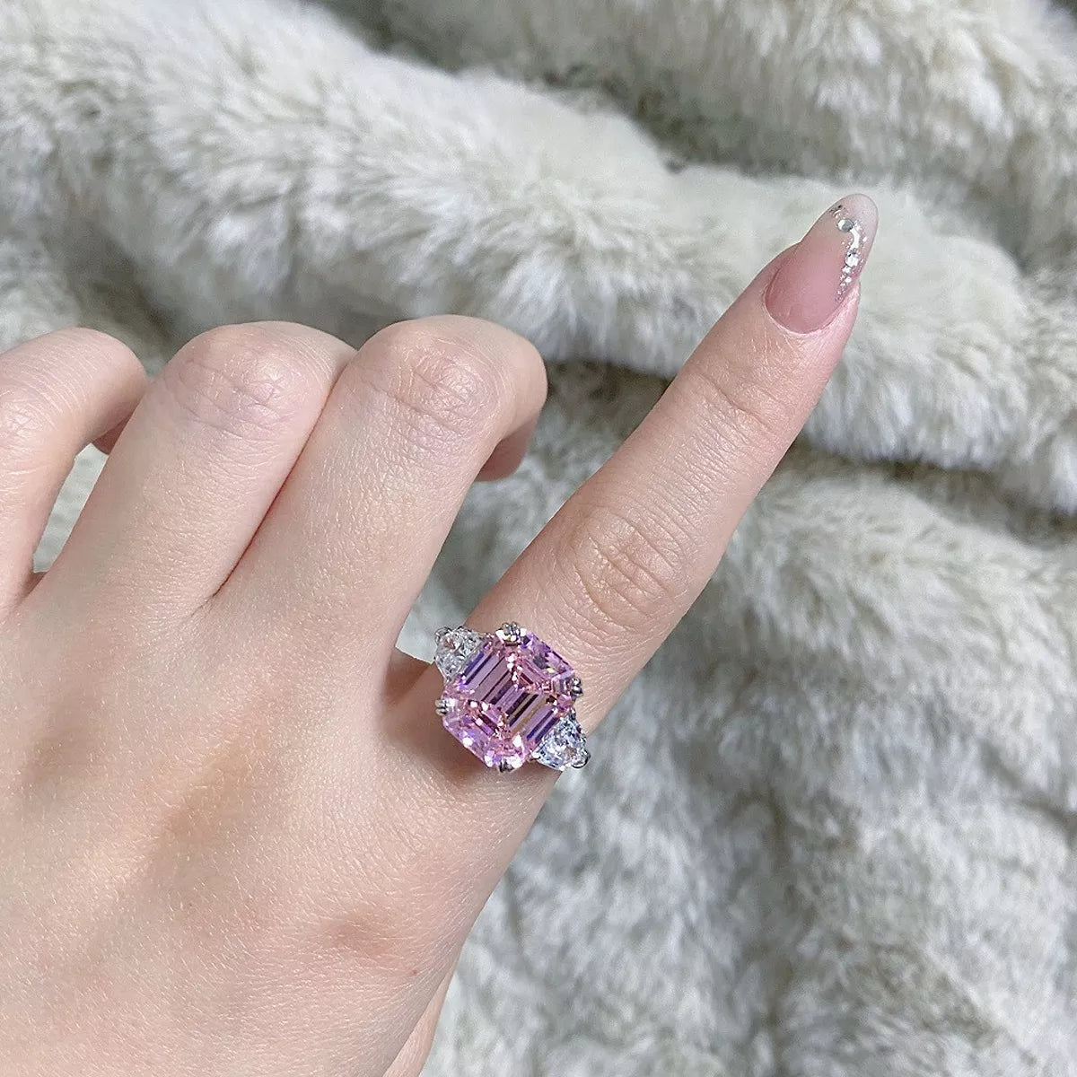 925 Sterling Silver Zircon Geometric Ring