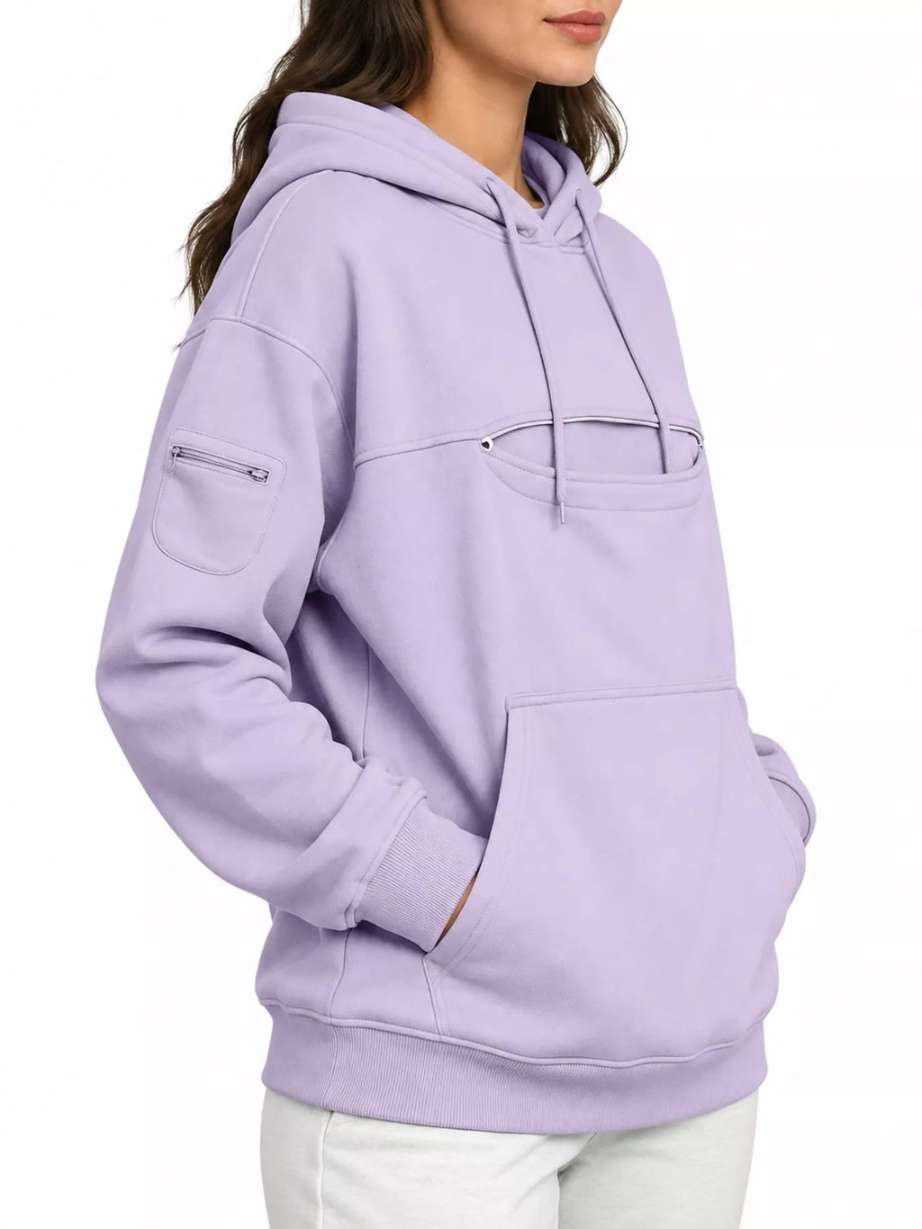 Lavender cat Pouch Drawstring Hoodie