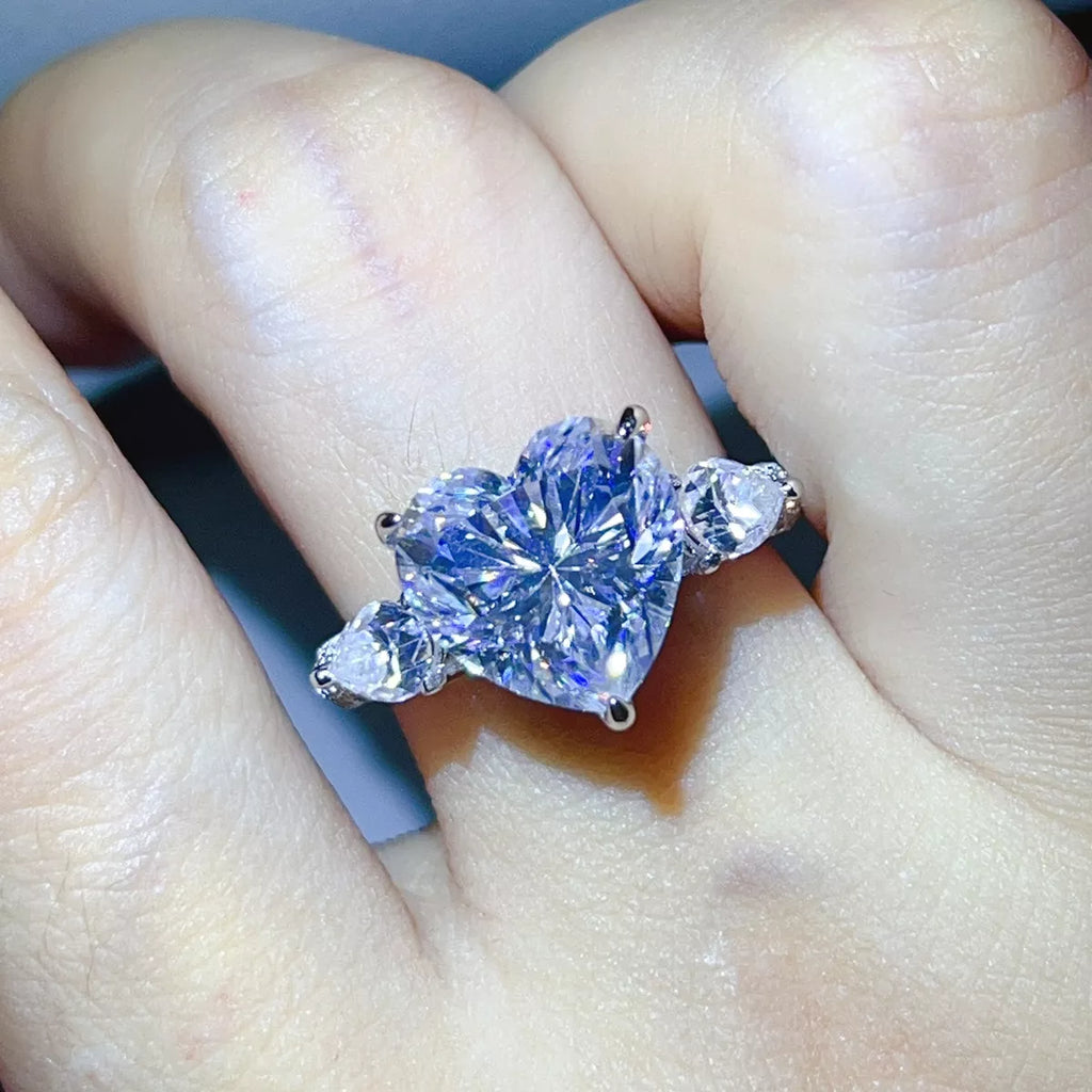 6 Carat 925 Sterling Silver Moissanite Heart Ring