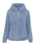 Blue drawstring Sherpa Zip-Up Hoodie