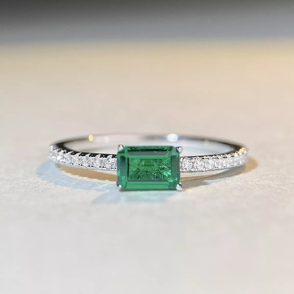 925 Sterling Silver Zircon Geometric Ring