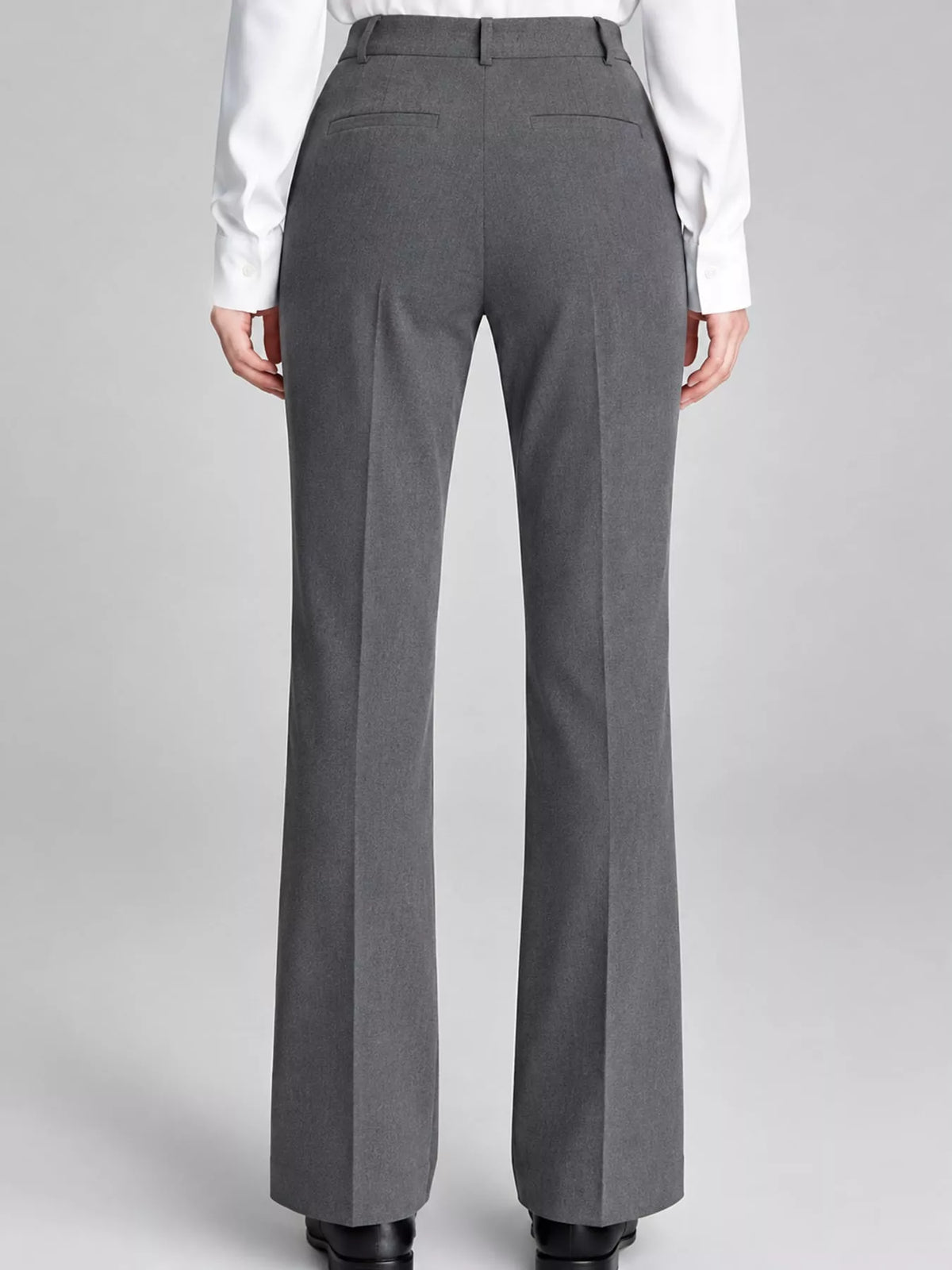 Gray high-Waisted Straight-Leg Pants