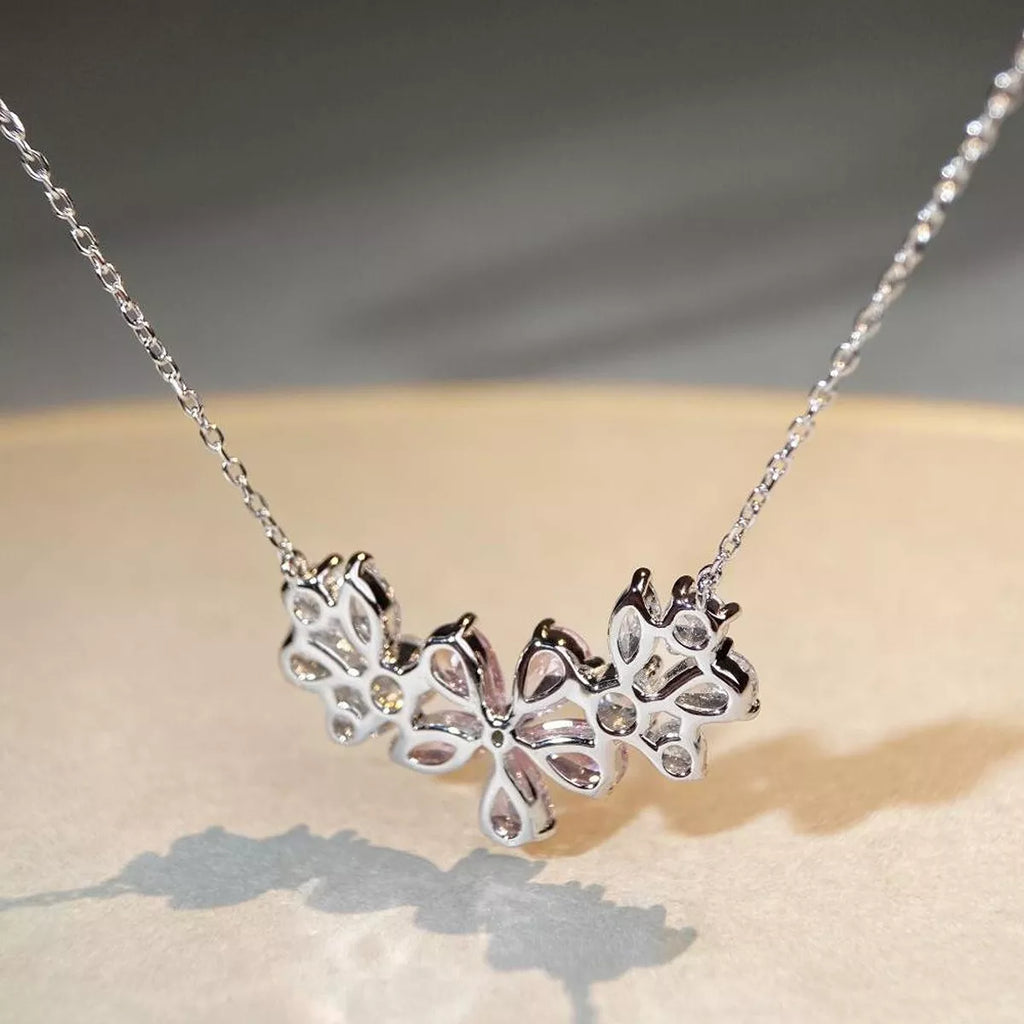 925 Sterling Silver Zircon Flower Necklace