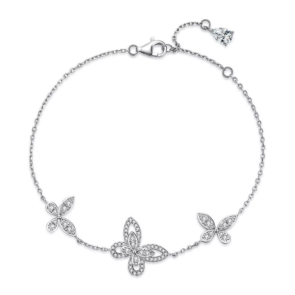 925 Sterling Silver Chain Butterfly Bracelet
