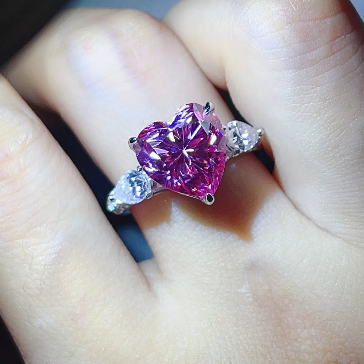 6 Carat 925 Sterling Silver Moissanite Heart Ring