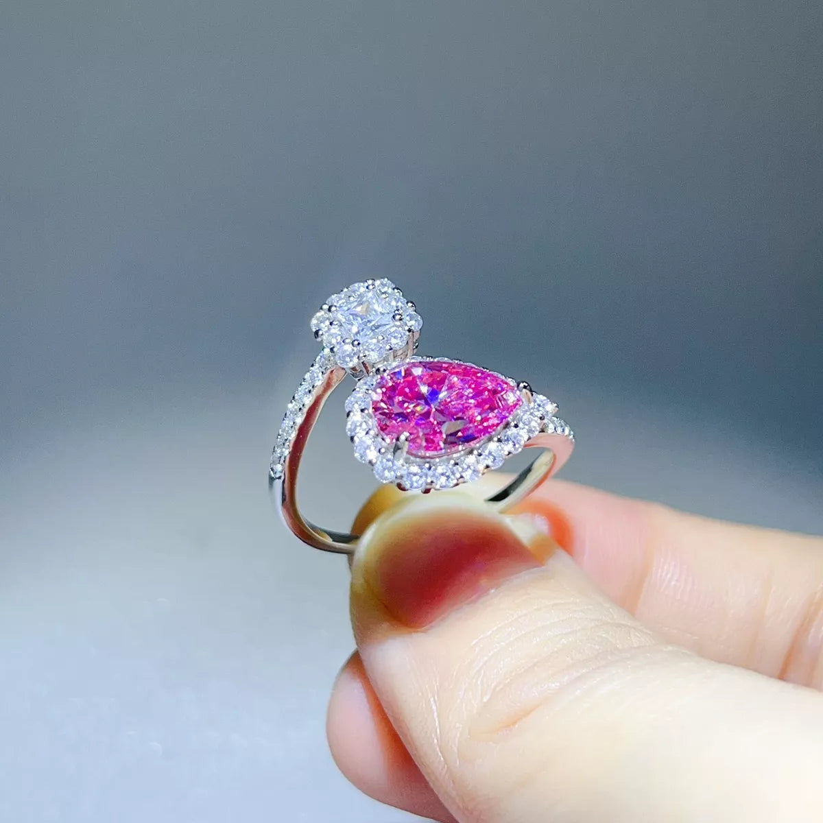 2 Carat Moissanite 925 Sterling Silver Bypass Ring