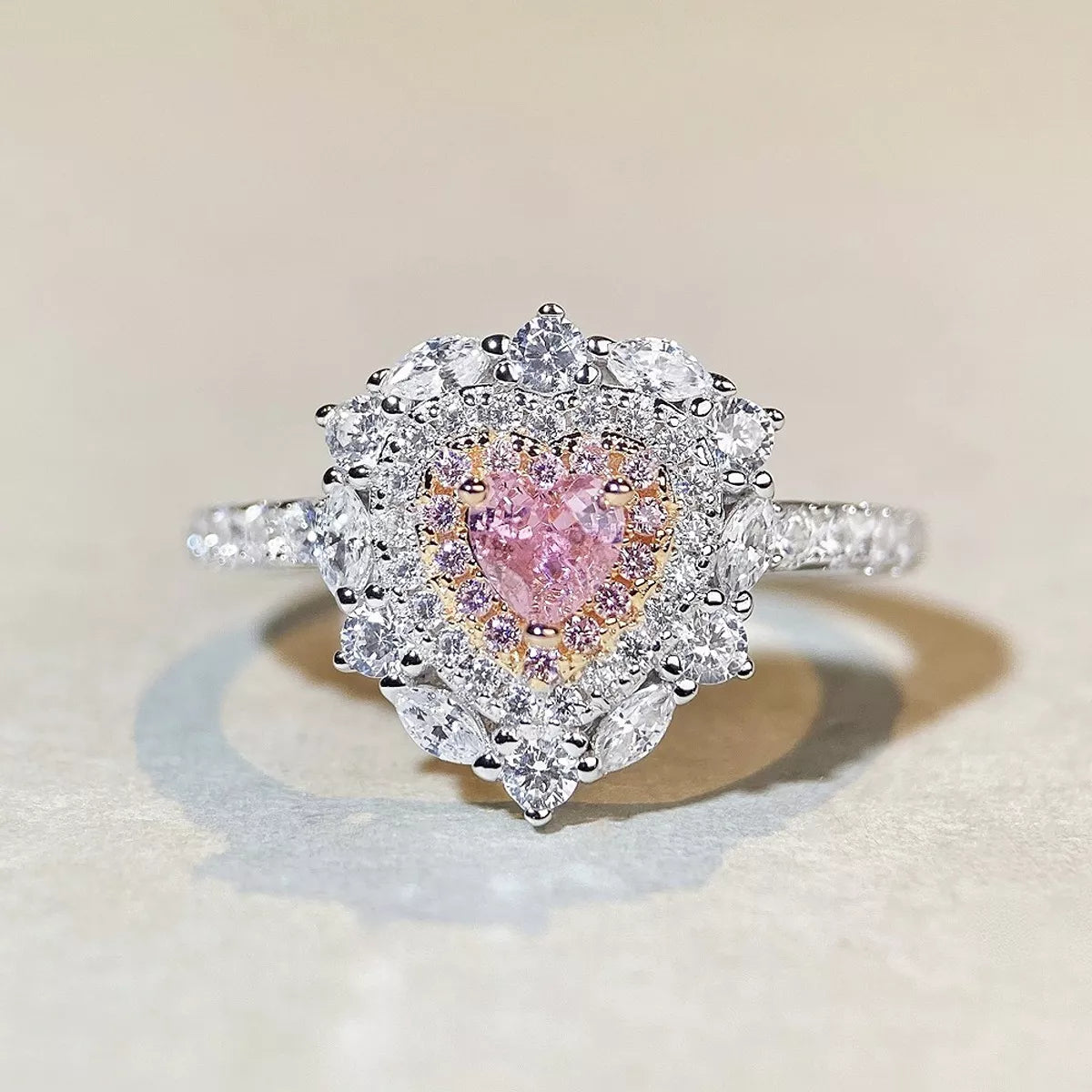 925 Sterling Silver Zircon Heart Ring
