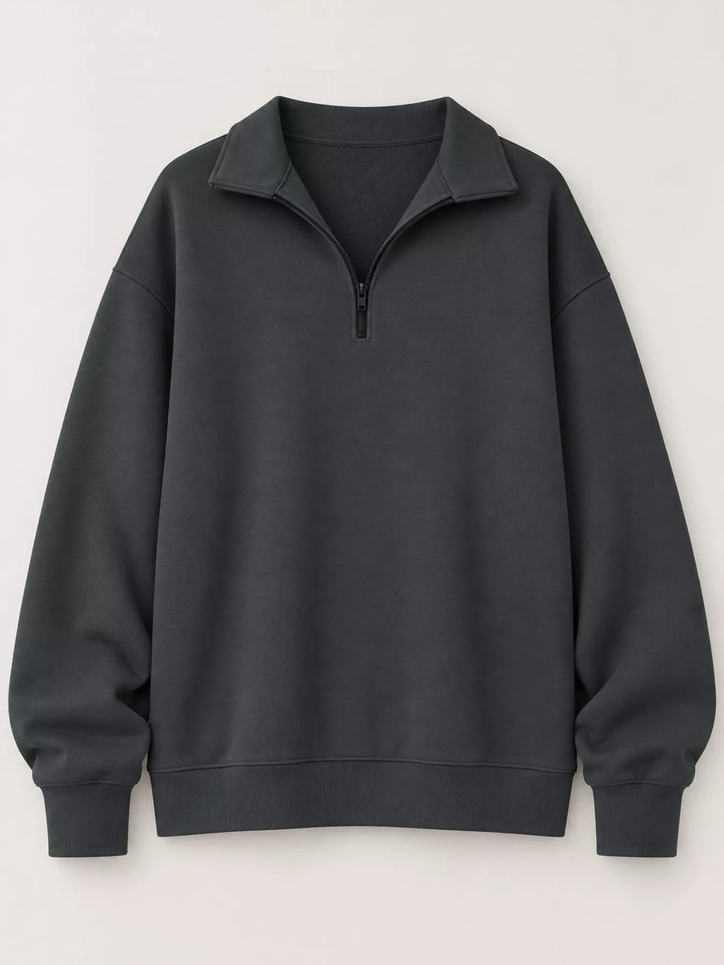 Charcoal gray quarter-Zip Dropped Shoulder Sweatshirt
