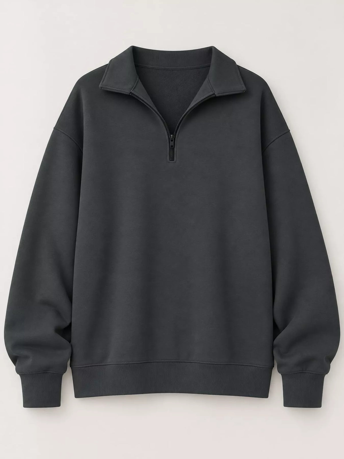 Charcoal gray quarter-Zip Dropped Shoulder Sweatshirt