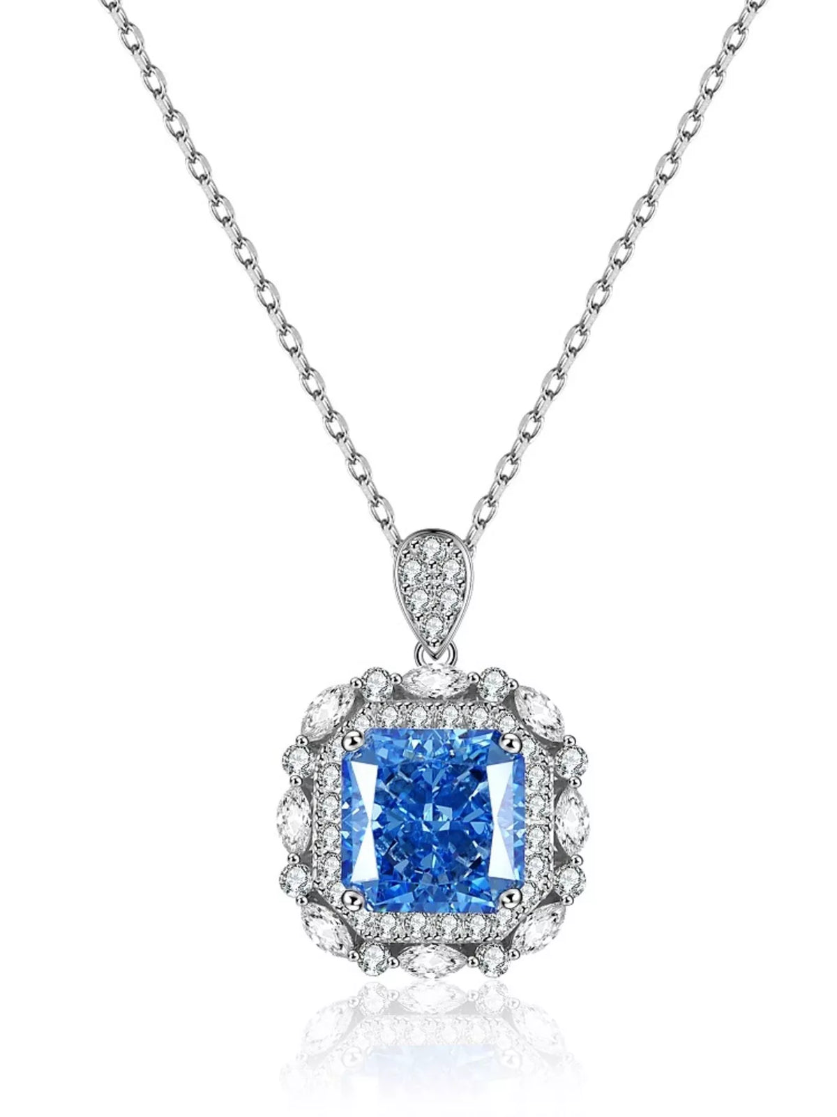 925 Sterling Silver Zircon Geometric Pendant Necklace