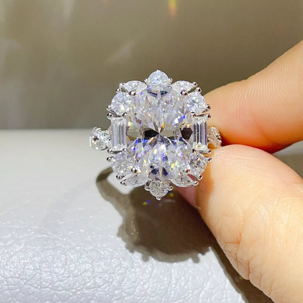8 Carat 925 Sterling Silver Moissanite Ring