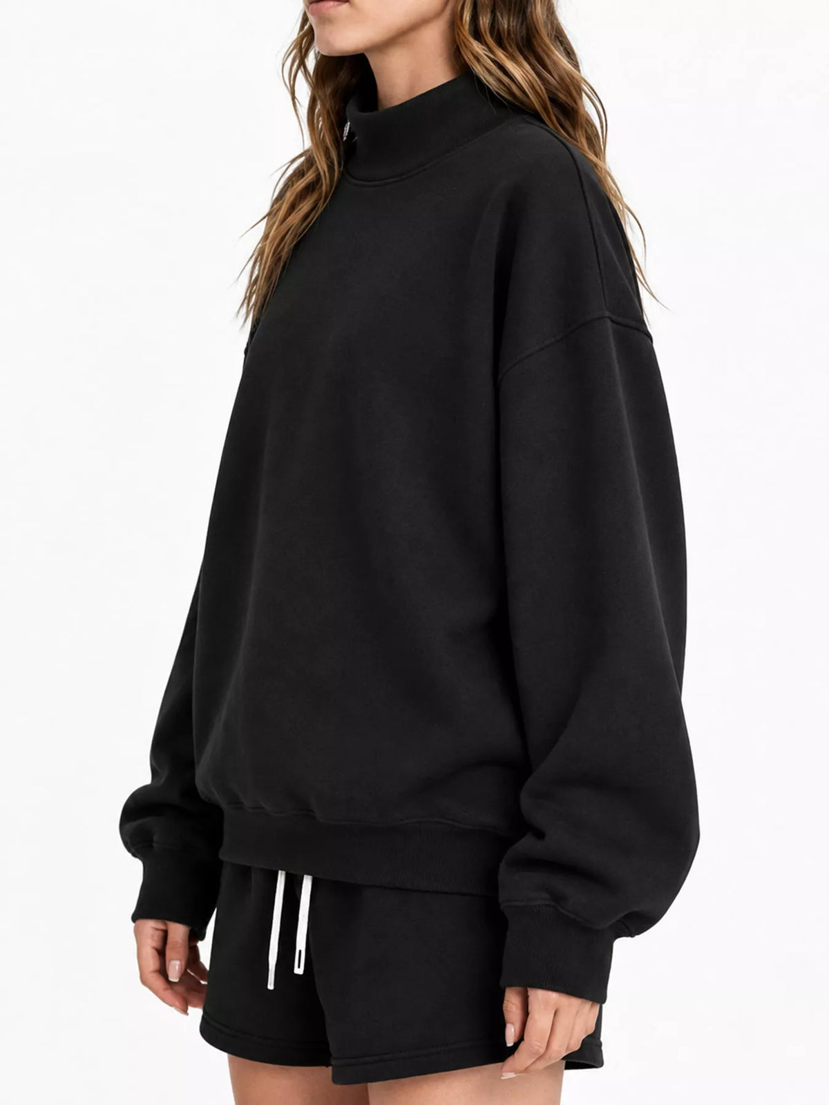 Black oversized Dropped Shoulder Sweatshirt