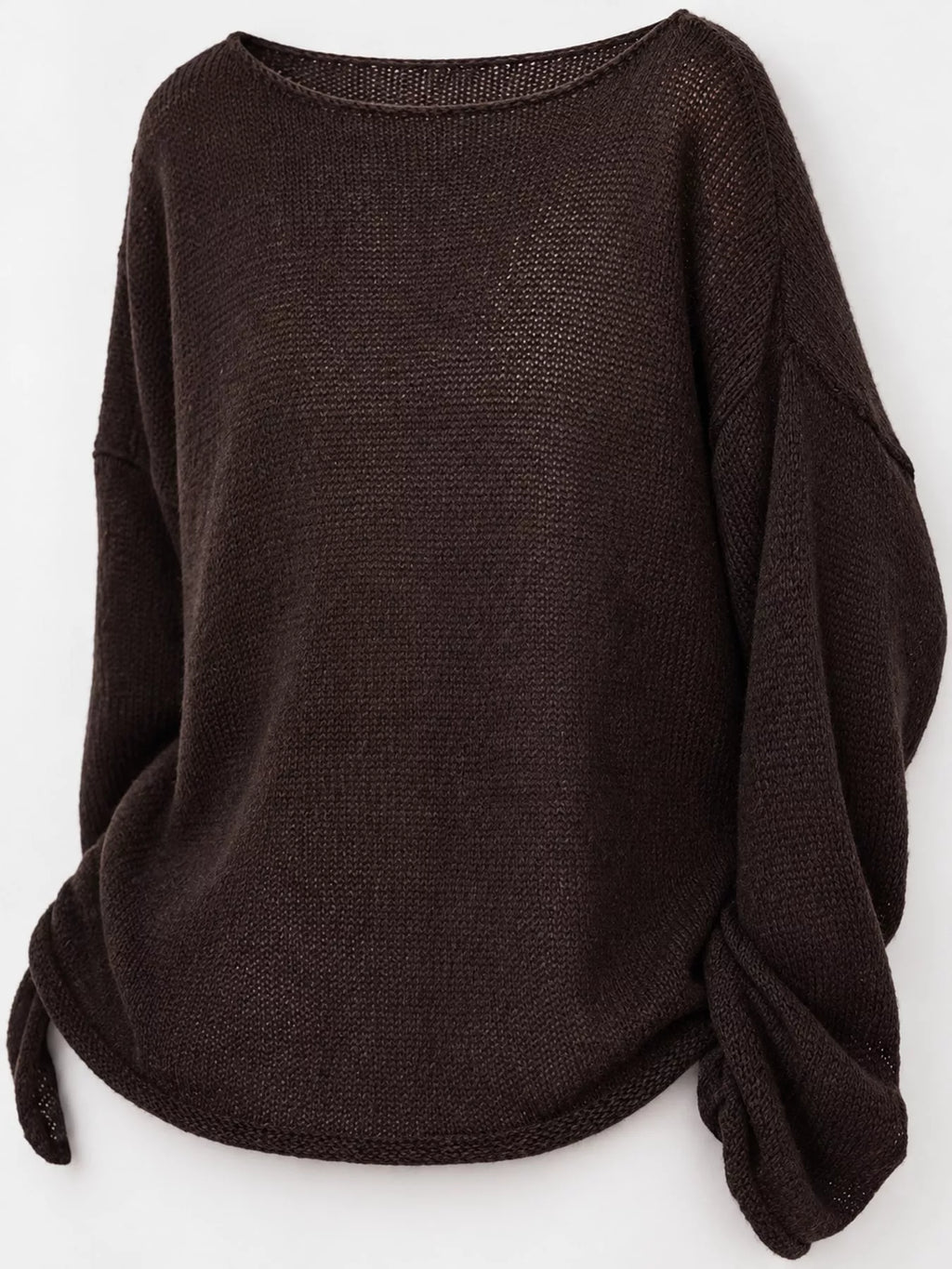 Dark brown sheer Lightweight Knit Top — detail view