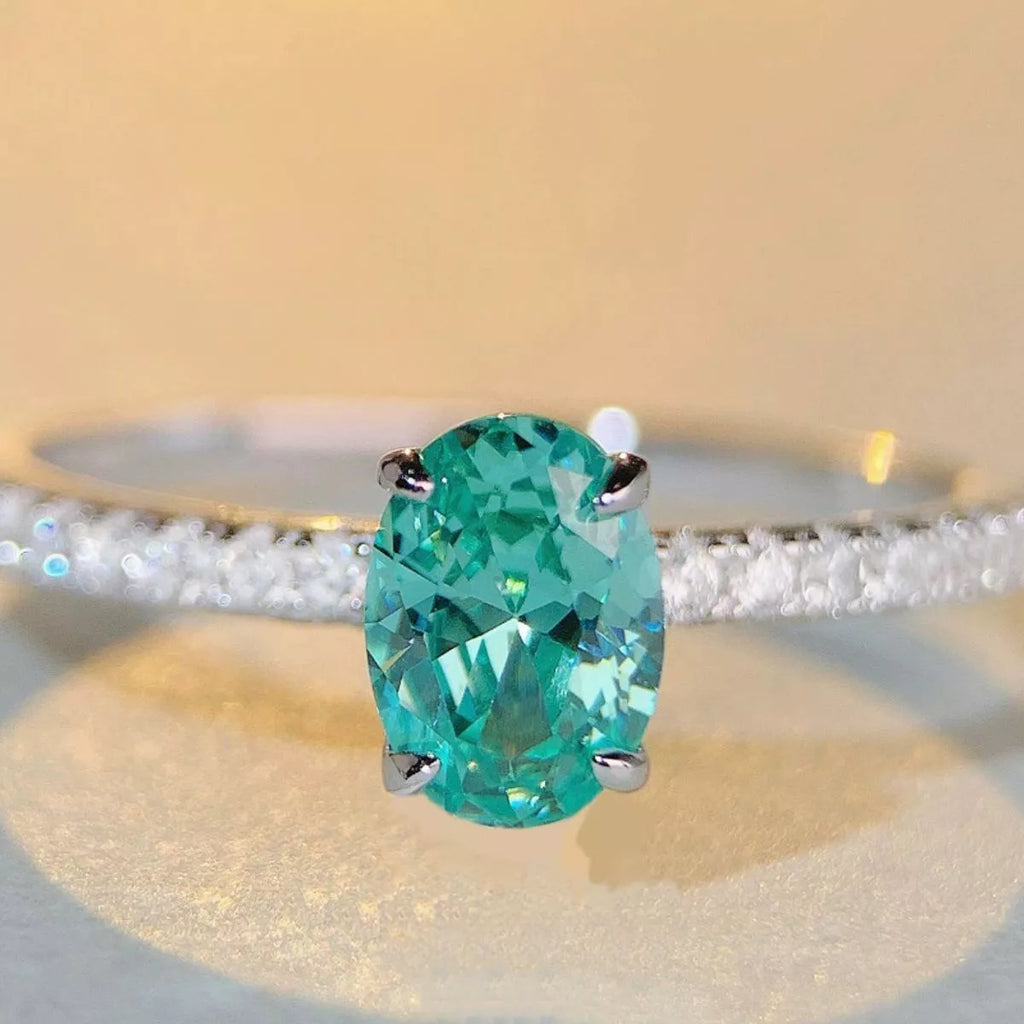 925 Sterling Silver Zircon Oval Ring