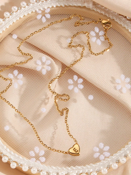 18K Gold-Plated Letter Heart Necklace