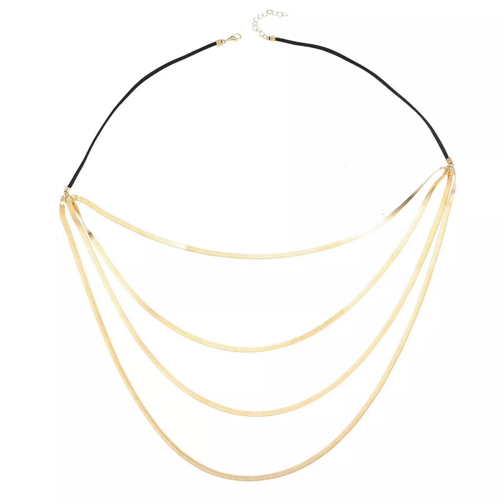 Layered gold-tone snake-chain necklace