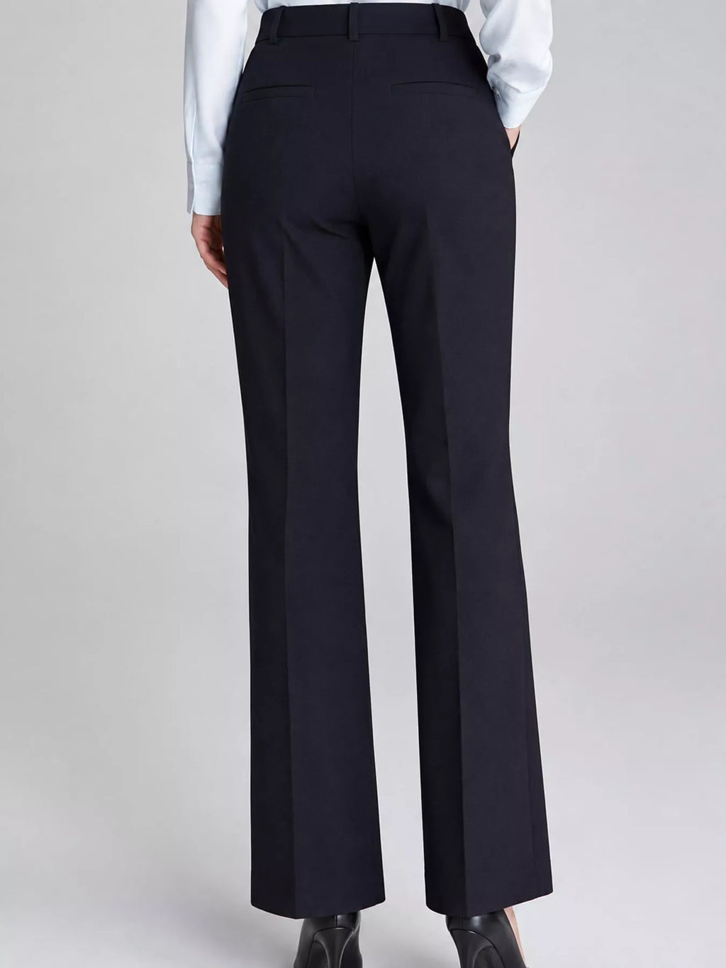 Navy high-Waisted Straight-Leg Pants — back view