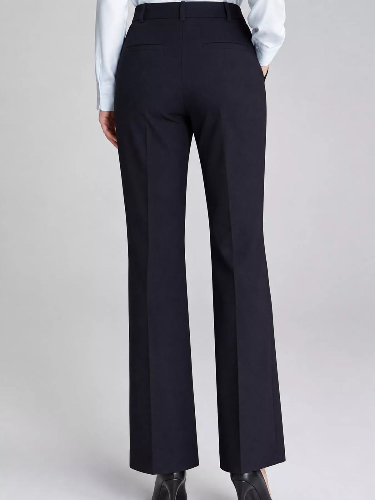 Navy high-Waisted Straight-Leg Pants — back view