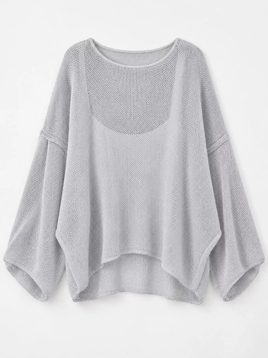 Light gray sheer Lightweight Knit Top