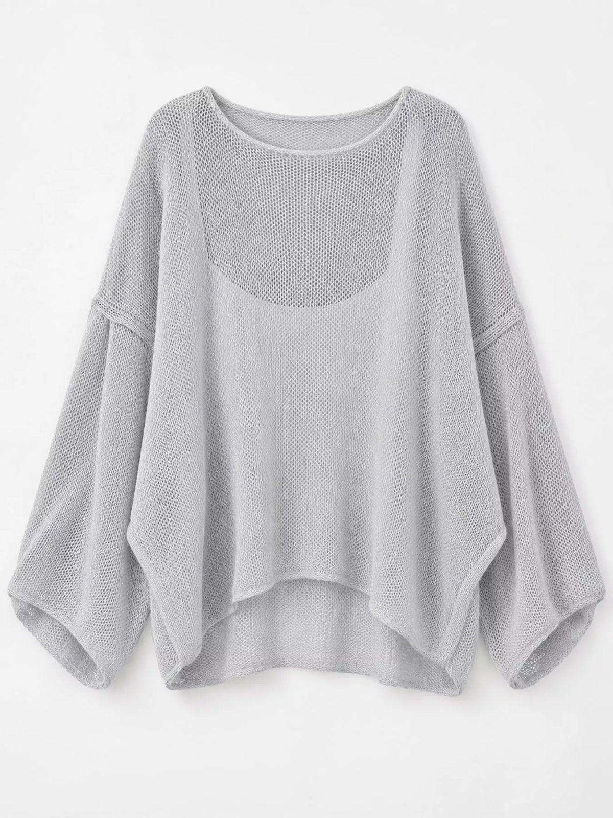 Light gray sheer Lightweight Knit Top