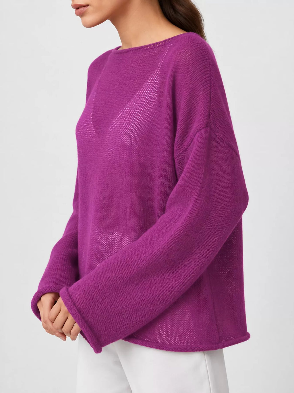 Purple sheer Lightweight Knit Top