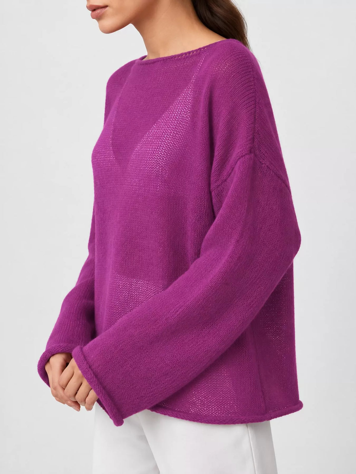 Purple sheer Lightweight Knit Top