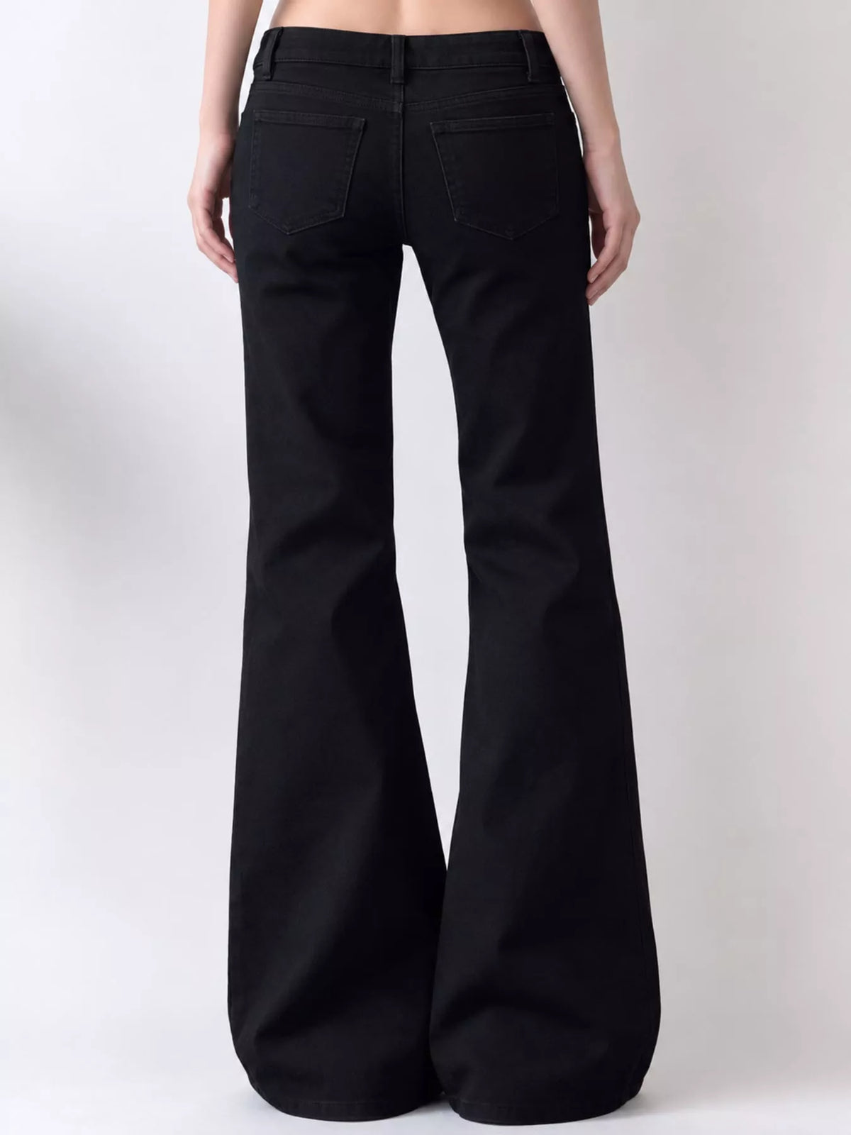 Black flare Jeans with Pockets — back view