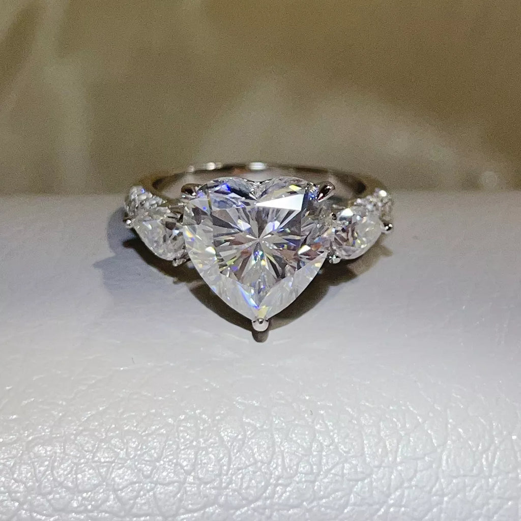 6 Carat 925 Sterling Silver Moissanite Heart Ring