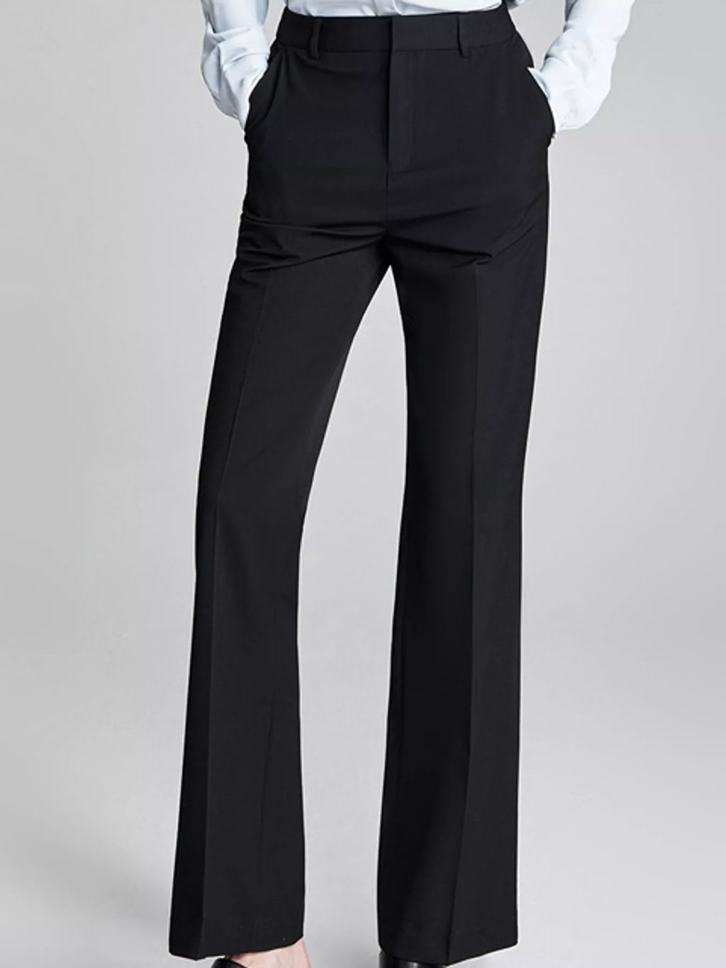 Black high-Waisted Straight-Leg Pants