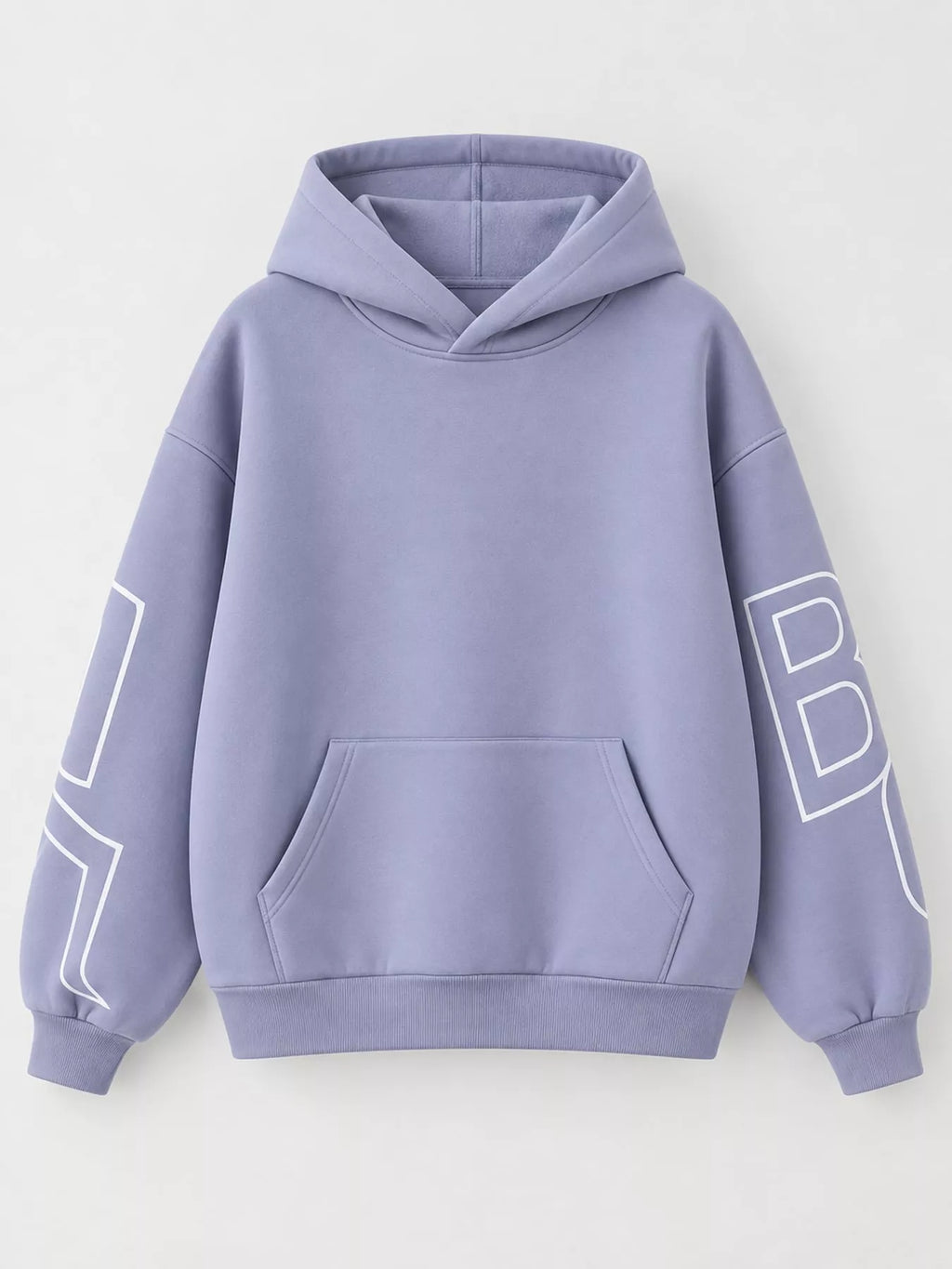 Lavender letter Back Hoodie with Kangaroo Pocket