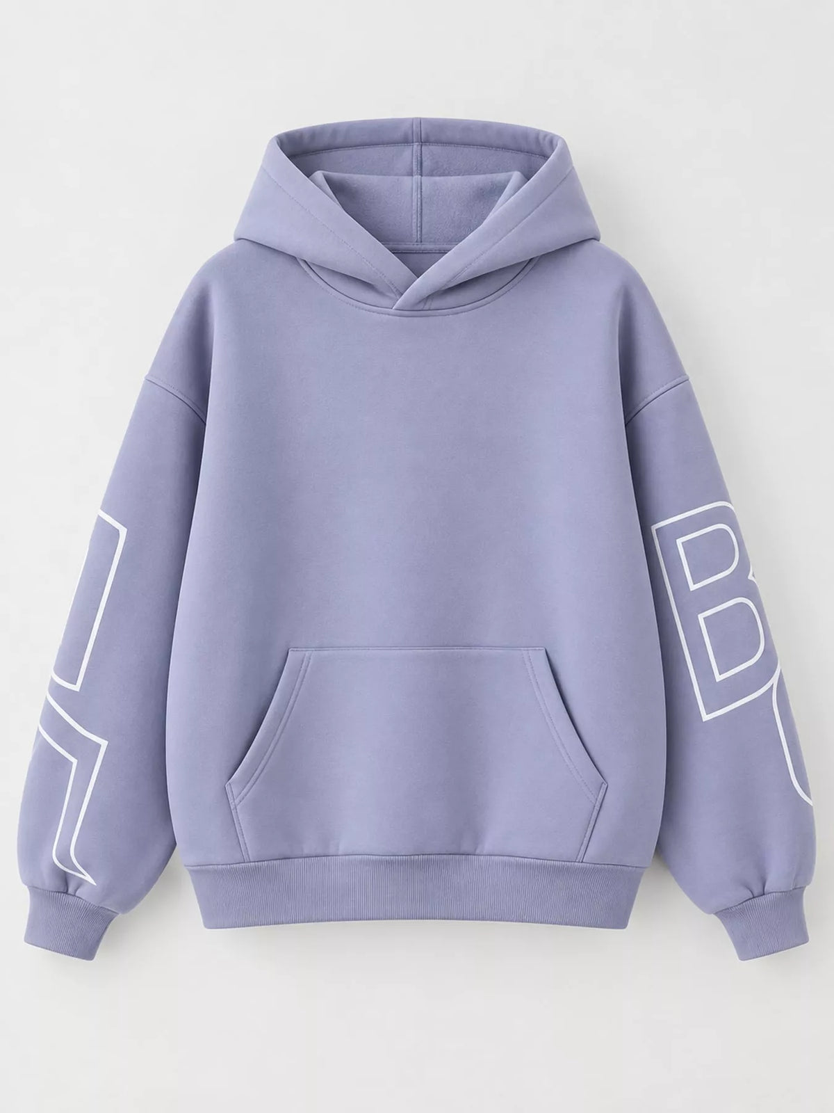 Lavender letter Back Hoodie with Kangaroo Pocket