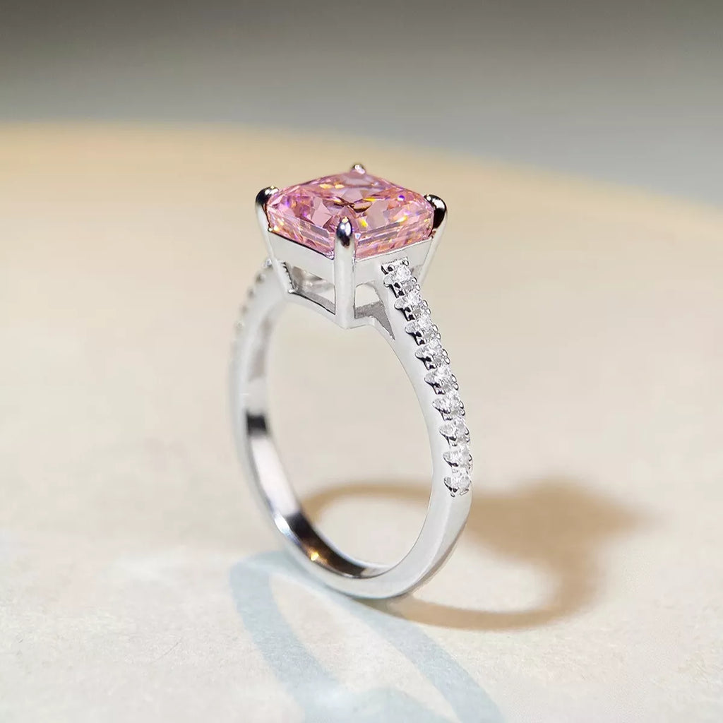 925 Sterling Silver Zircon Square Ring