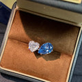 Heart and Teardrop Shaped Dual-Stone Open Ring