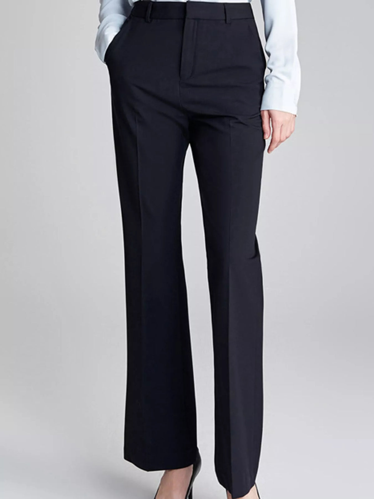 Navy high-Waisted Straight-Leg Pants