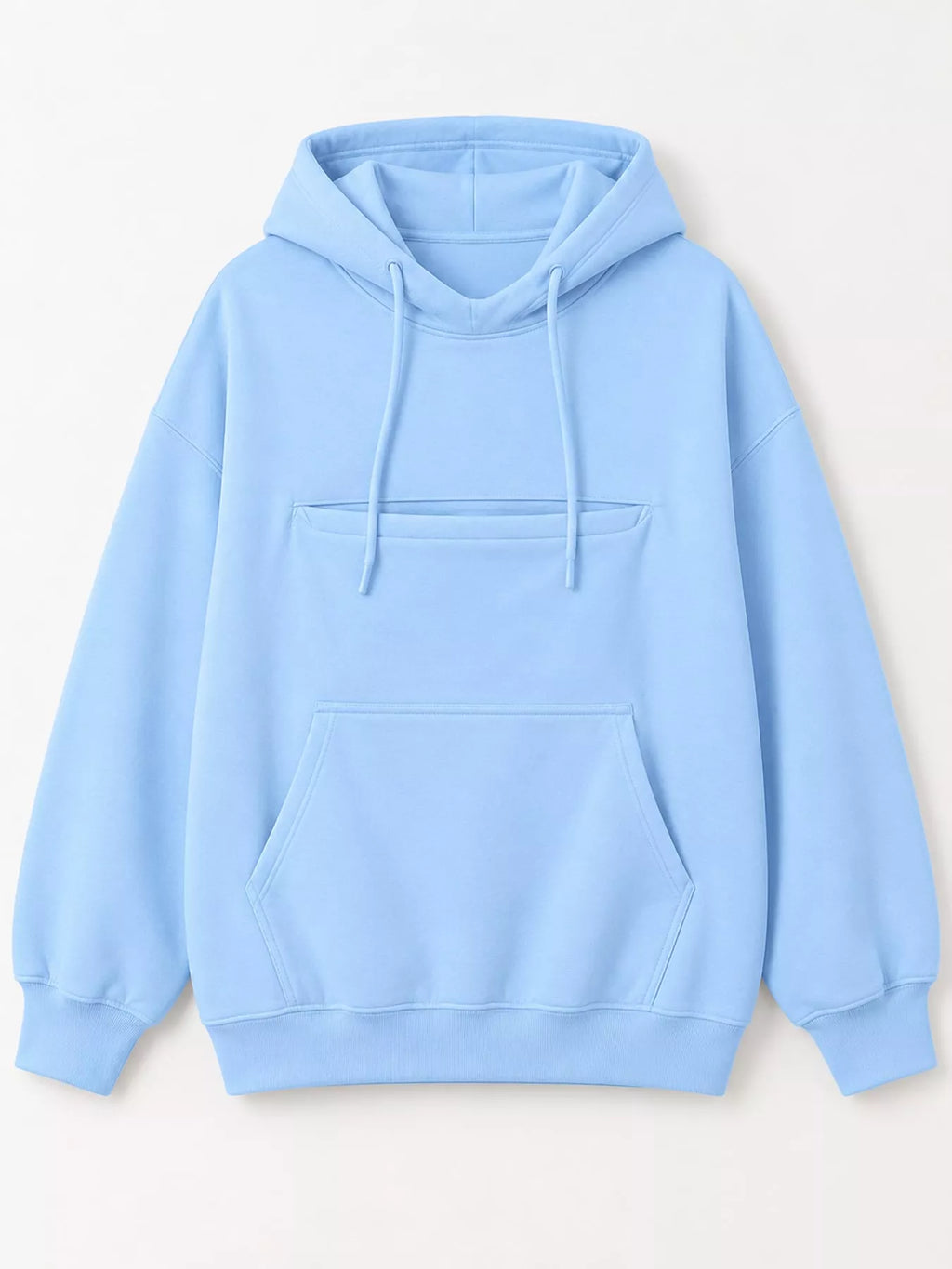 Light blue cat Pouch Drawstring Hoodie