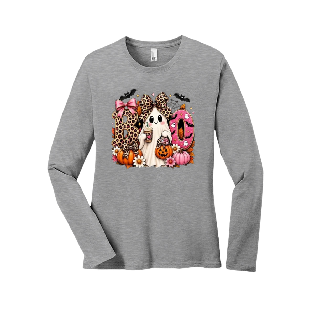BOO Leopard Ghost Halloween Graphic Tee