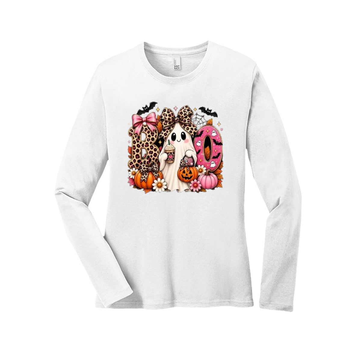 BOO Leopard Ghost Halloween Graphic Tee