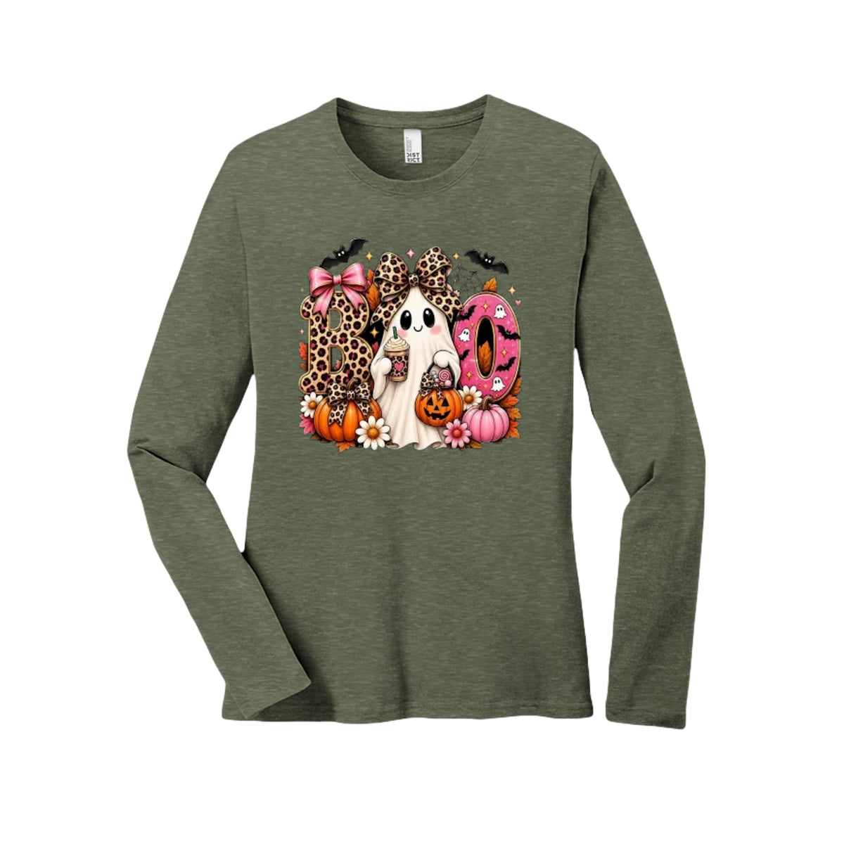 BOO Leopard Ghost Halloween Graphic Tee
