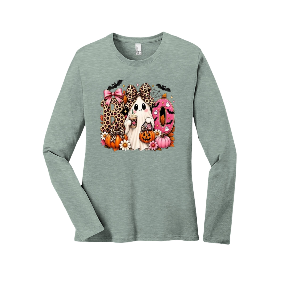 BOO Leopard Ghost Halloween Graphic Tee