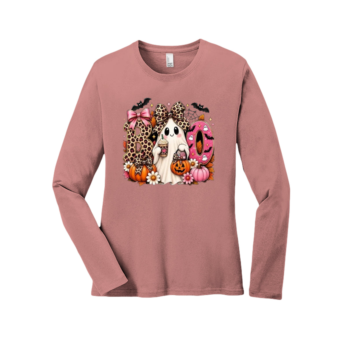 BOO Leopard Ghost Halloween Graphic Tee