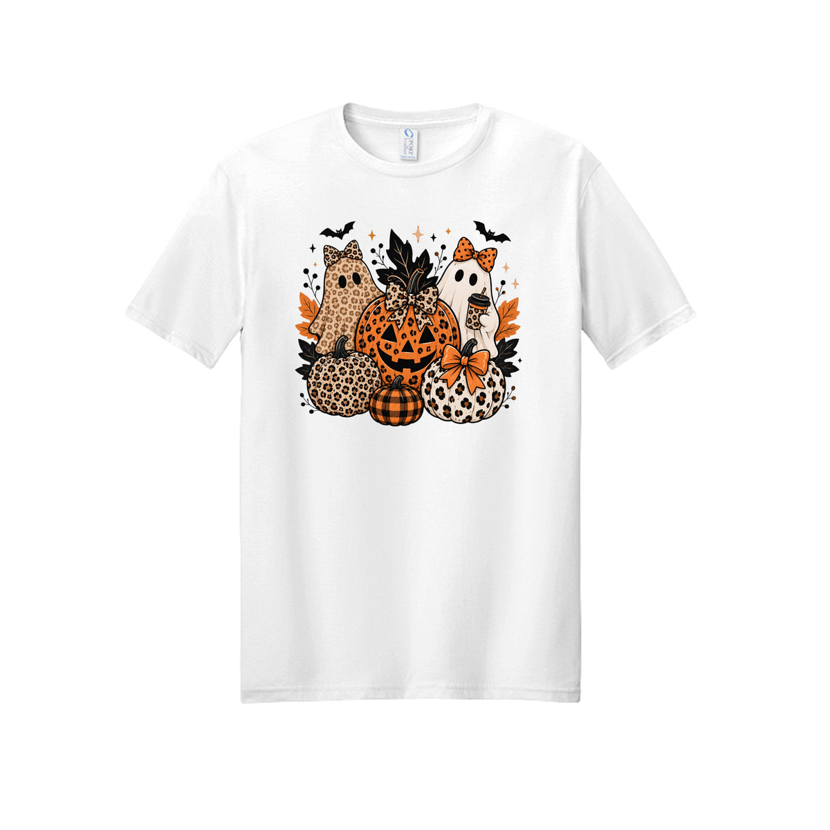 Leopard Ghosts & Pumpkins Halloween Graphic Tee