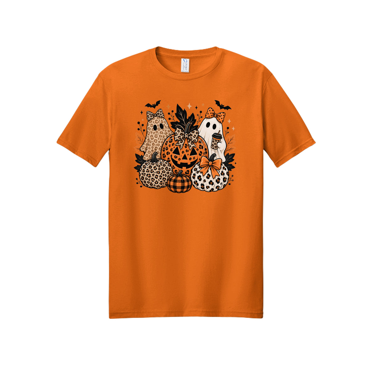 Leopard Ghosts & Pumpkins Halloween Graphic Tee