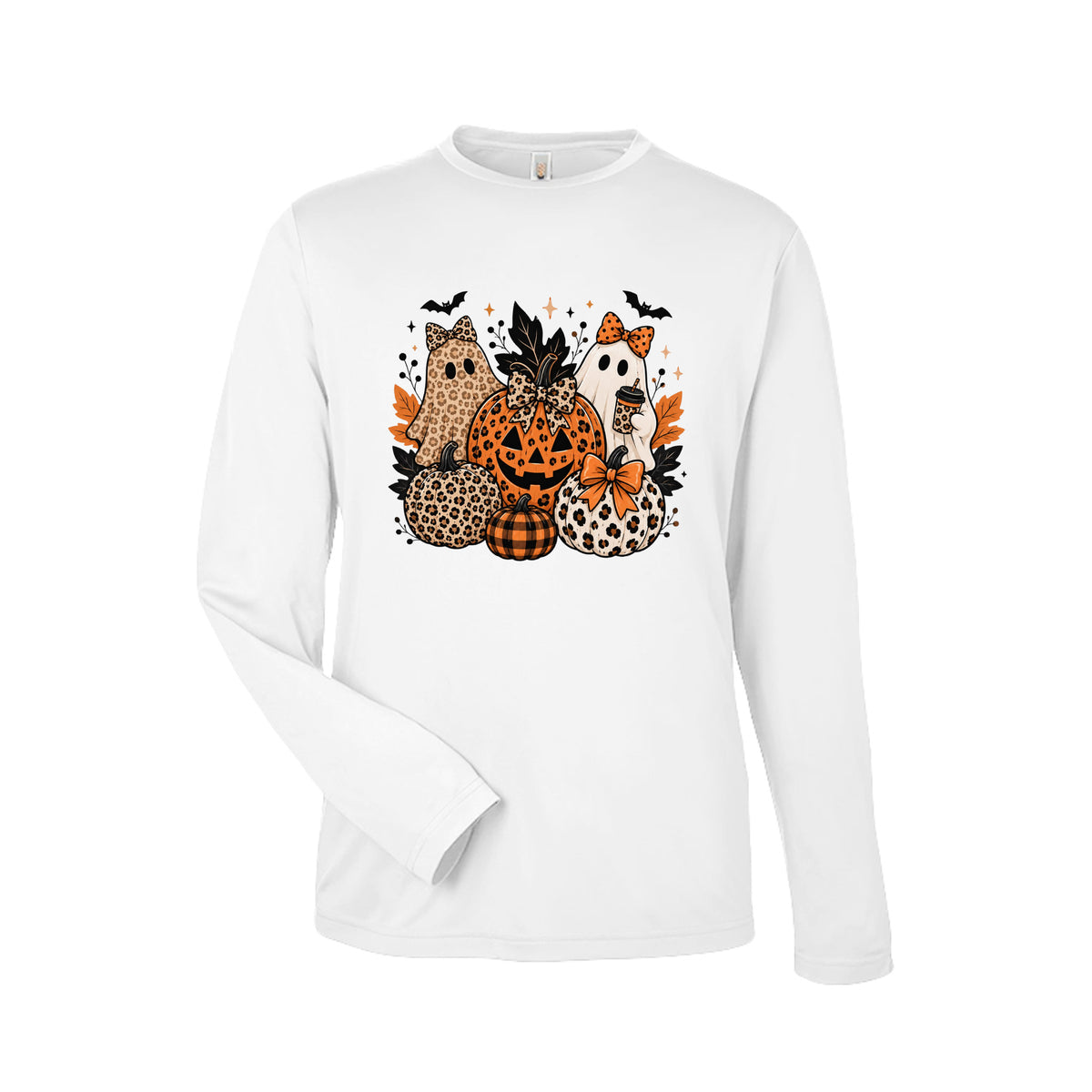 Leopard Ghosts & Pumpkins Halloween Graphic Tee