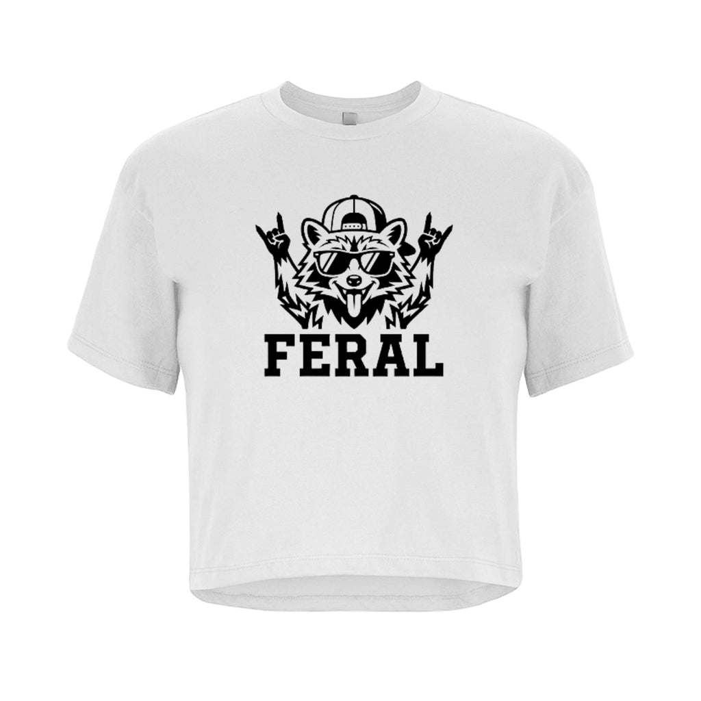 FERAL Raccoon Graphic Crop Tee