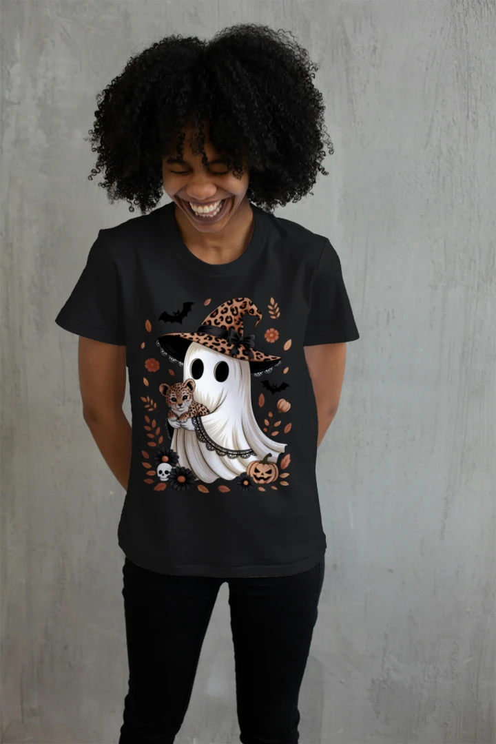 Leopard Witch Ghost Halloween Graphic Tee