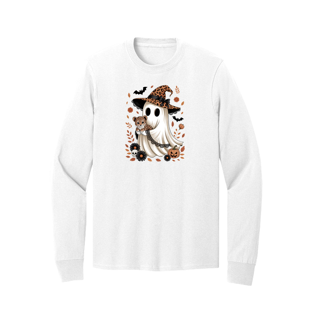 Leopard Witch Ghost Halloween Graphic Tee
