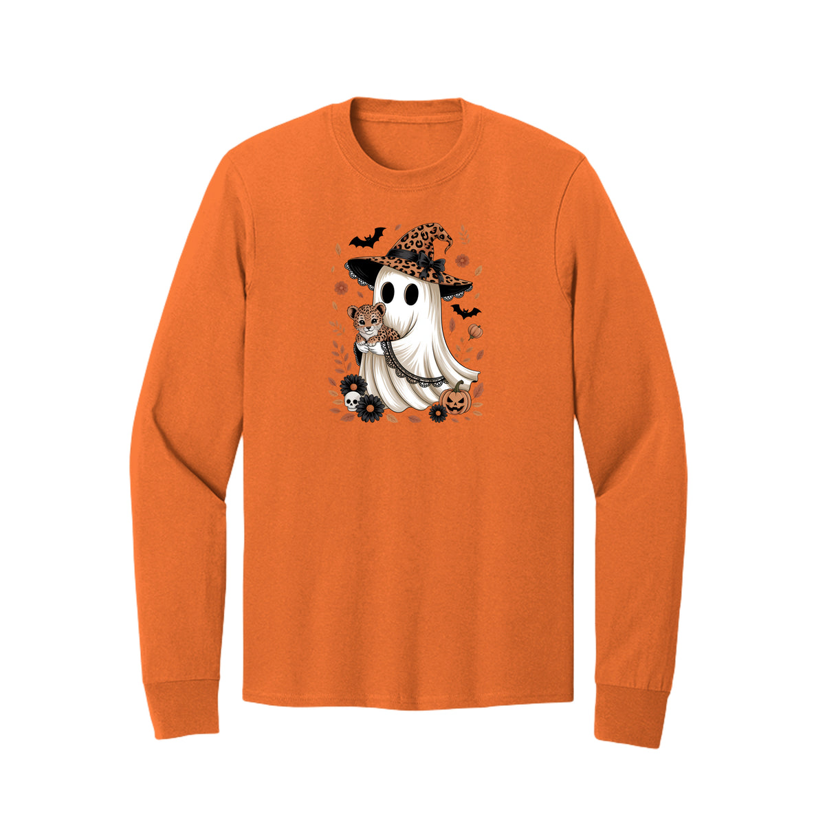 Leopard Witch Ghost Halloween Graphic Tee