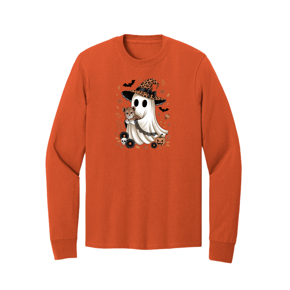 Leopard Witch Ghost Halloween Graphic Tee